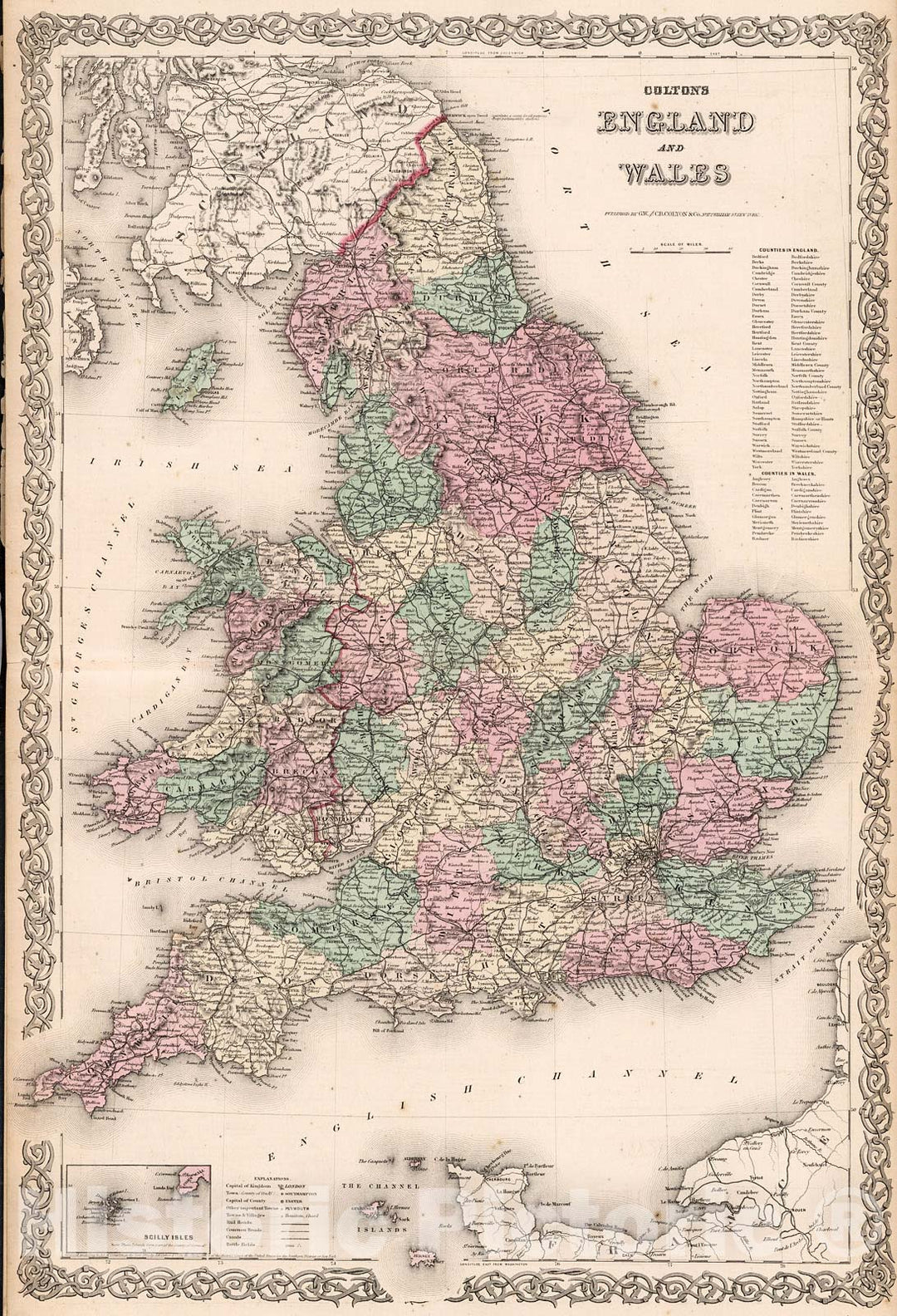 Historic Map : England and Wales., 1880, Vintage Wall Decor