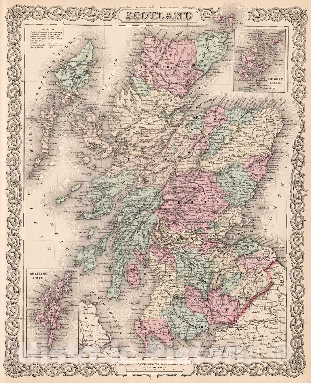 Historic Map : Scotland., 1880, Vintage Wall Decor