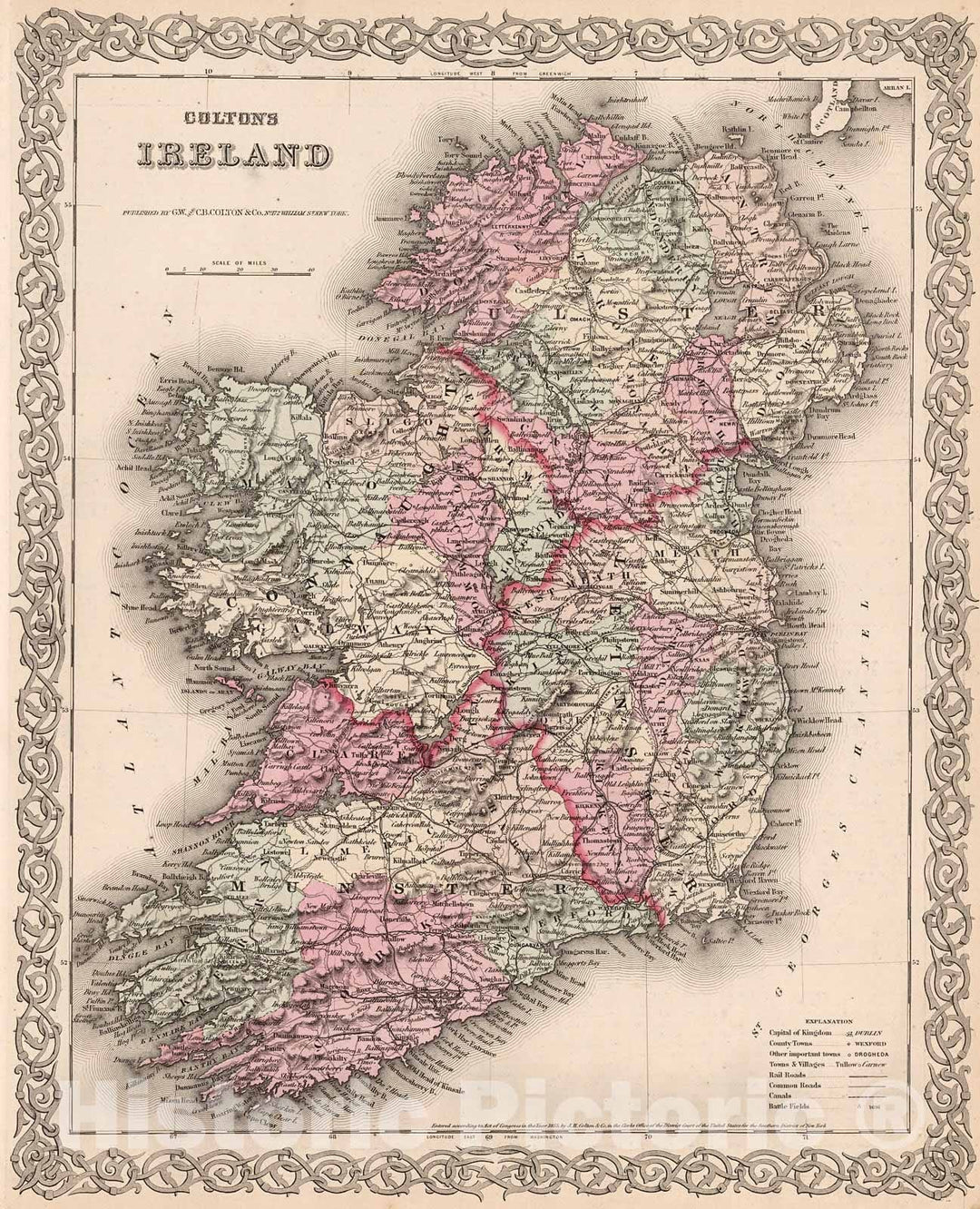 Historic Map : Ireland., 1880, Vintage Wall Decor