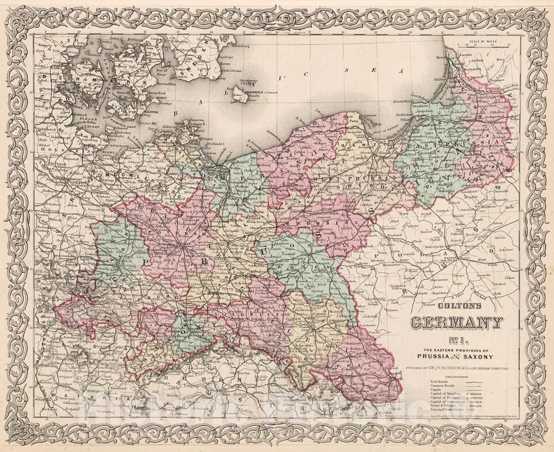 Historic Map : Germany No. 1. Eastern Provinces of Prussia and Saxony., 1880, Vintage Wall Decor