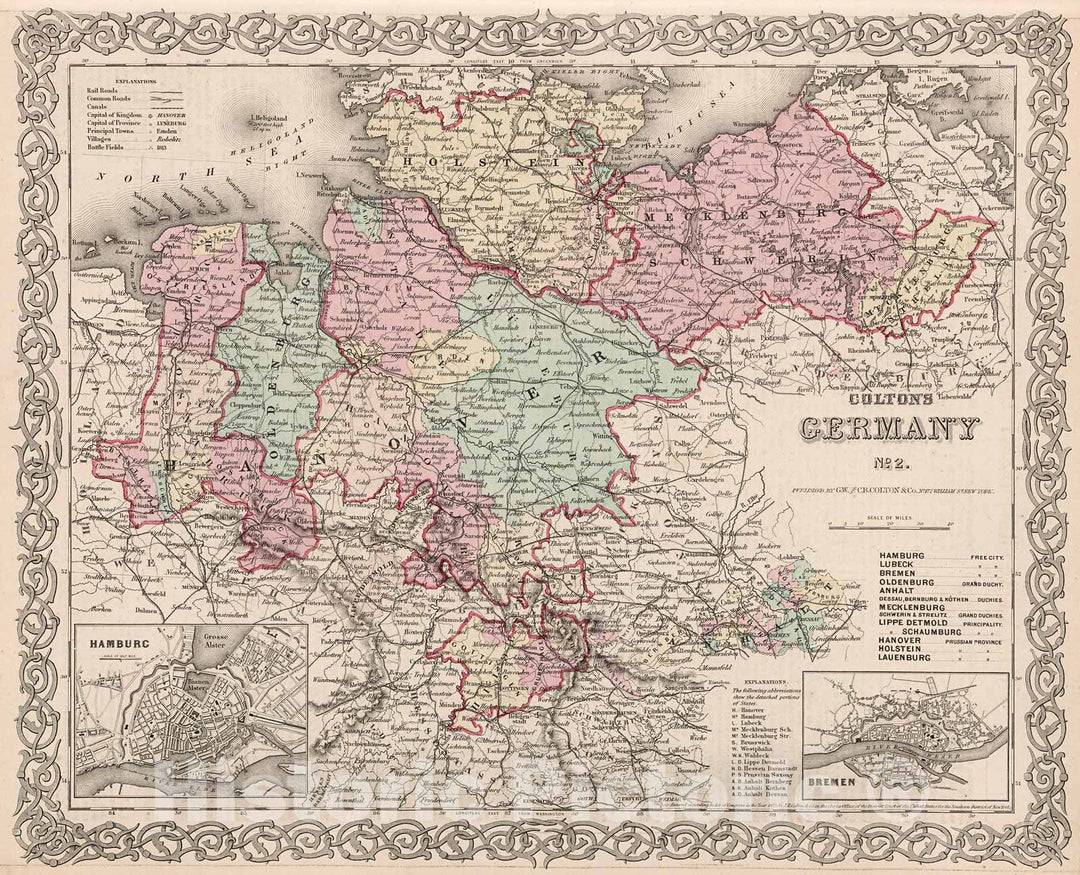 Historic Map : Germany No. 2., 1880, Vintage Wall Decor