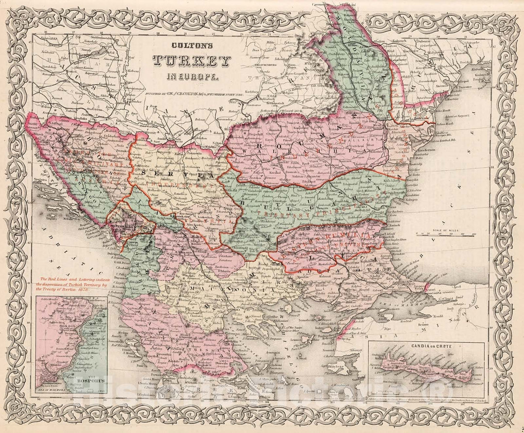 Historic Map : Turkey in Europe., 1880, Vintage Wall Decor