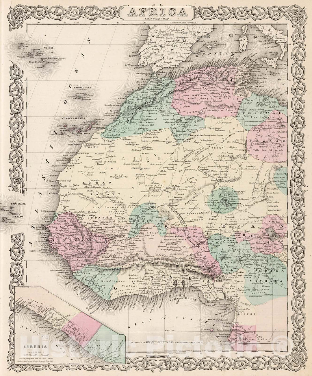 Historic Map : Africa, North Western Sheet., 1880, Vintage Wall Decor