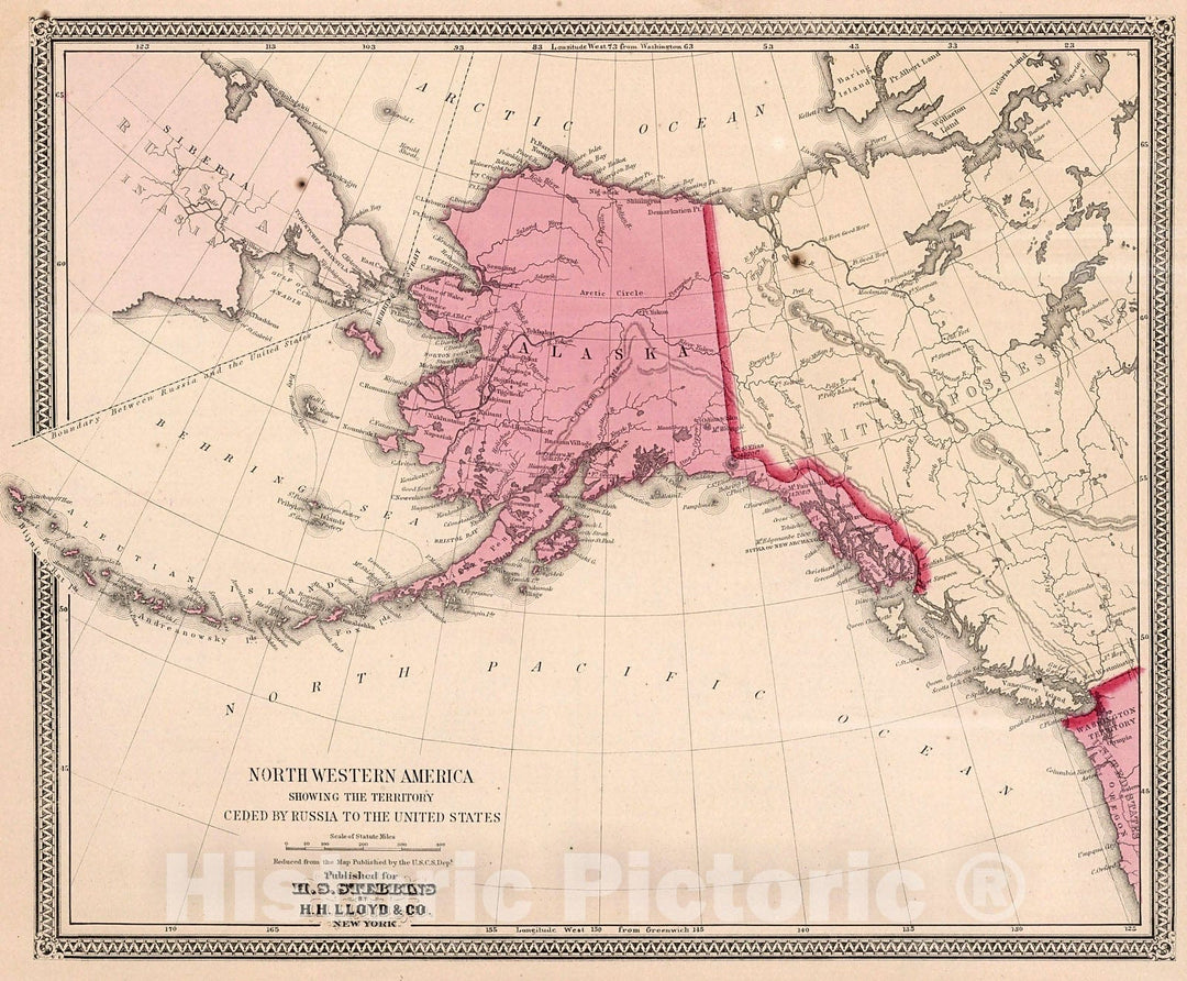 Historic Map : North Western America, 1868, Vintage Wall Decor