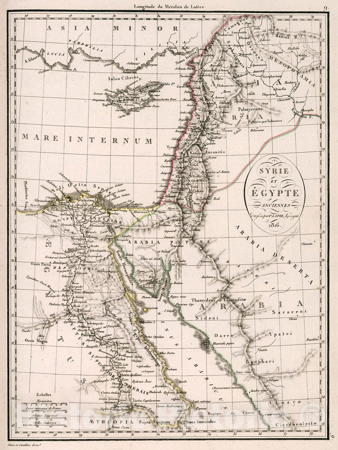 Historic Map : Syrie et Egypte Anciennes, 1816, Vintage Wall Decor