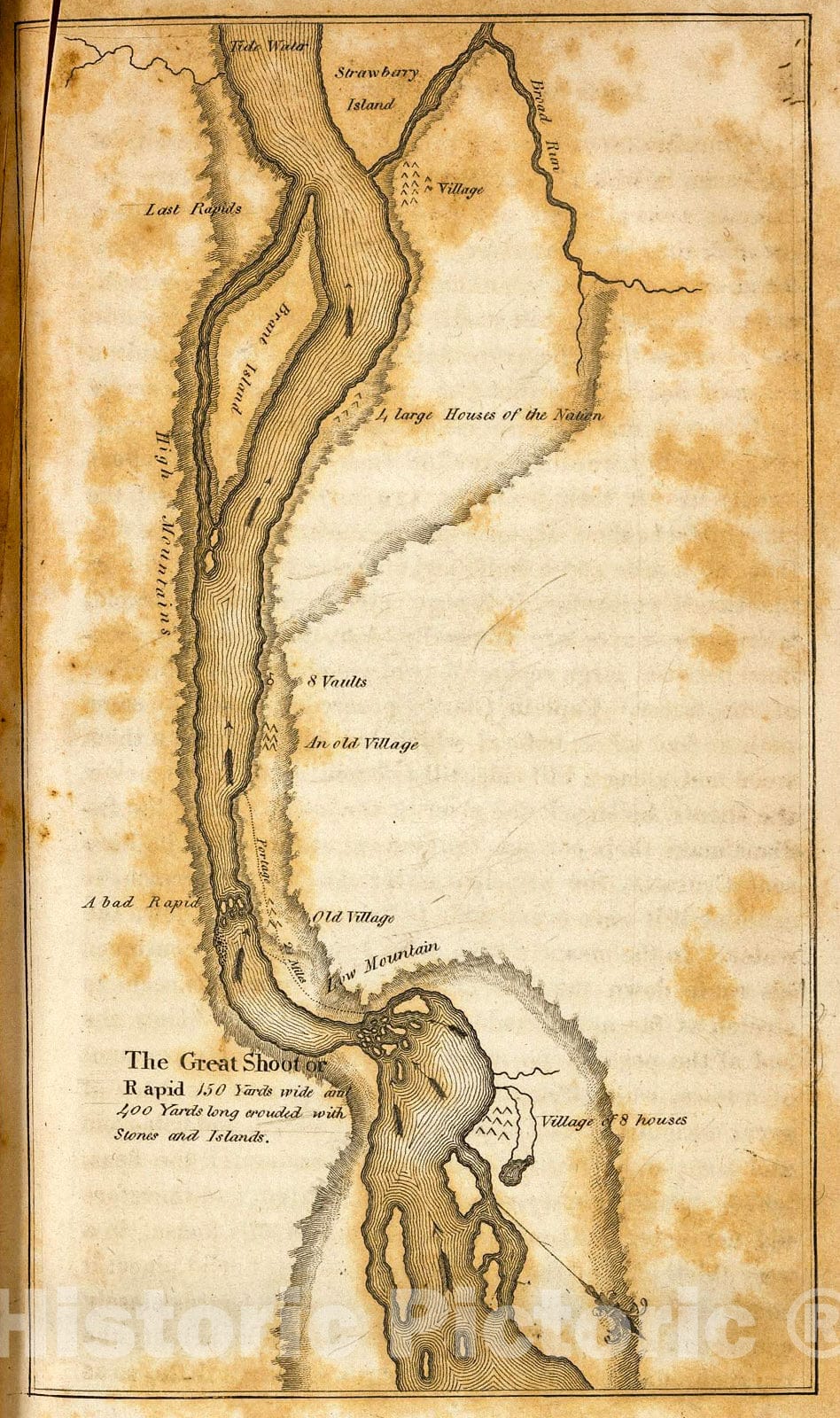 Historic Map : The Great Shoot along the Columbia River, 1814, Vintage Wall Decor