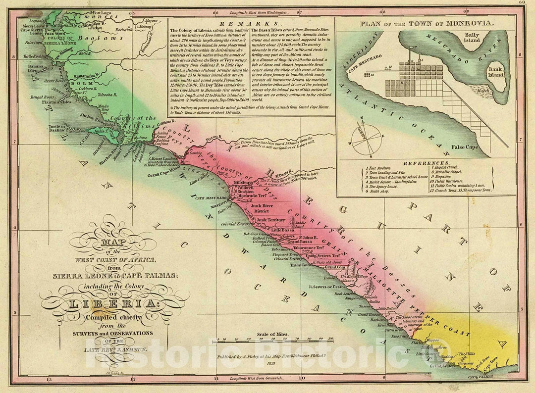 Historic Map : West Coast Of Africa, from Sierra Leone to Cape Palmas., 1831, Vintage Wall Decor