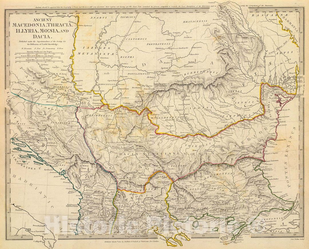 Historic Map : Ancient Macedonia, Thracia, Illyria, Moesia, and Dacia., 1844, Vintage Wall Decor