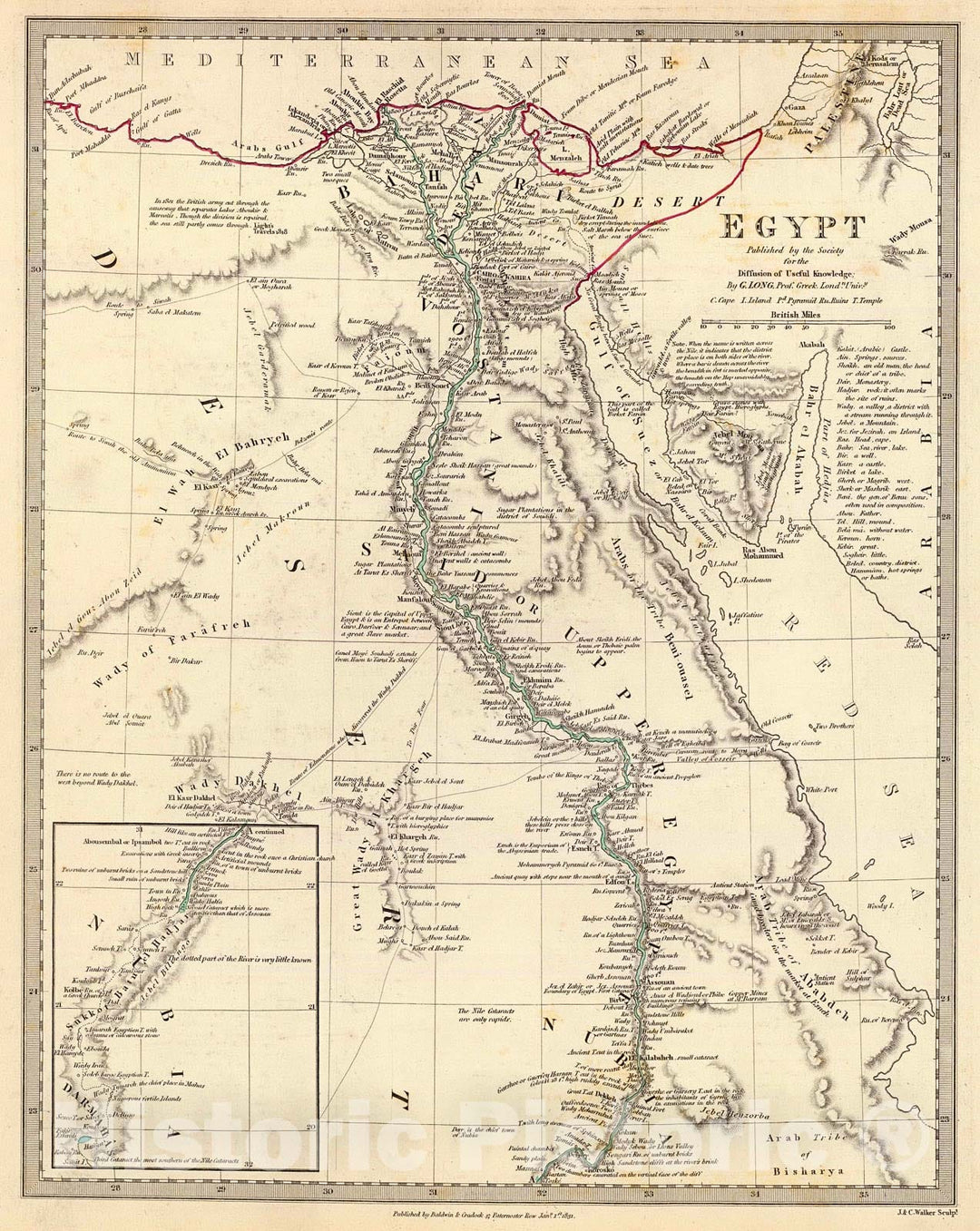 Historic Map : Egypt., 1844, Vintage Wall Decor