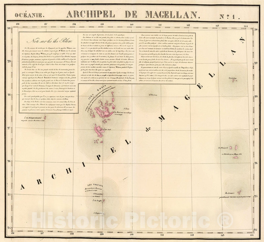 Historic Map : Archipel de Magellan. Oceanie no. 1., 1827, Vintage Wall Decor