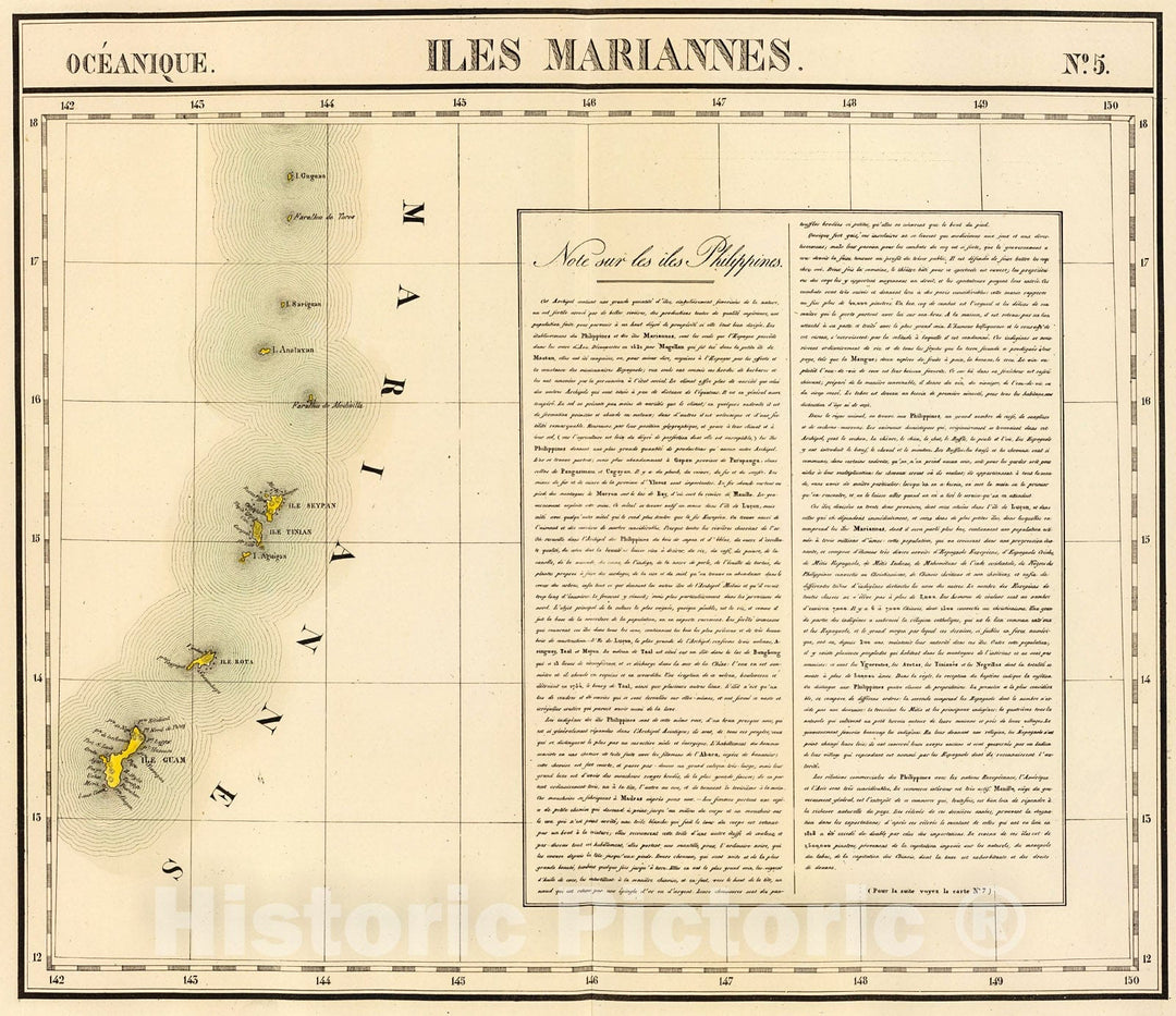 Historic Map : Iles Mariannes. Oceanique no. 5., 1827, Vintage Wall Decor