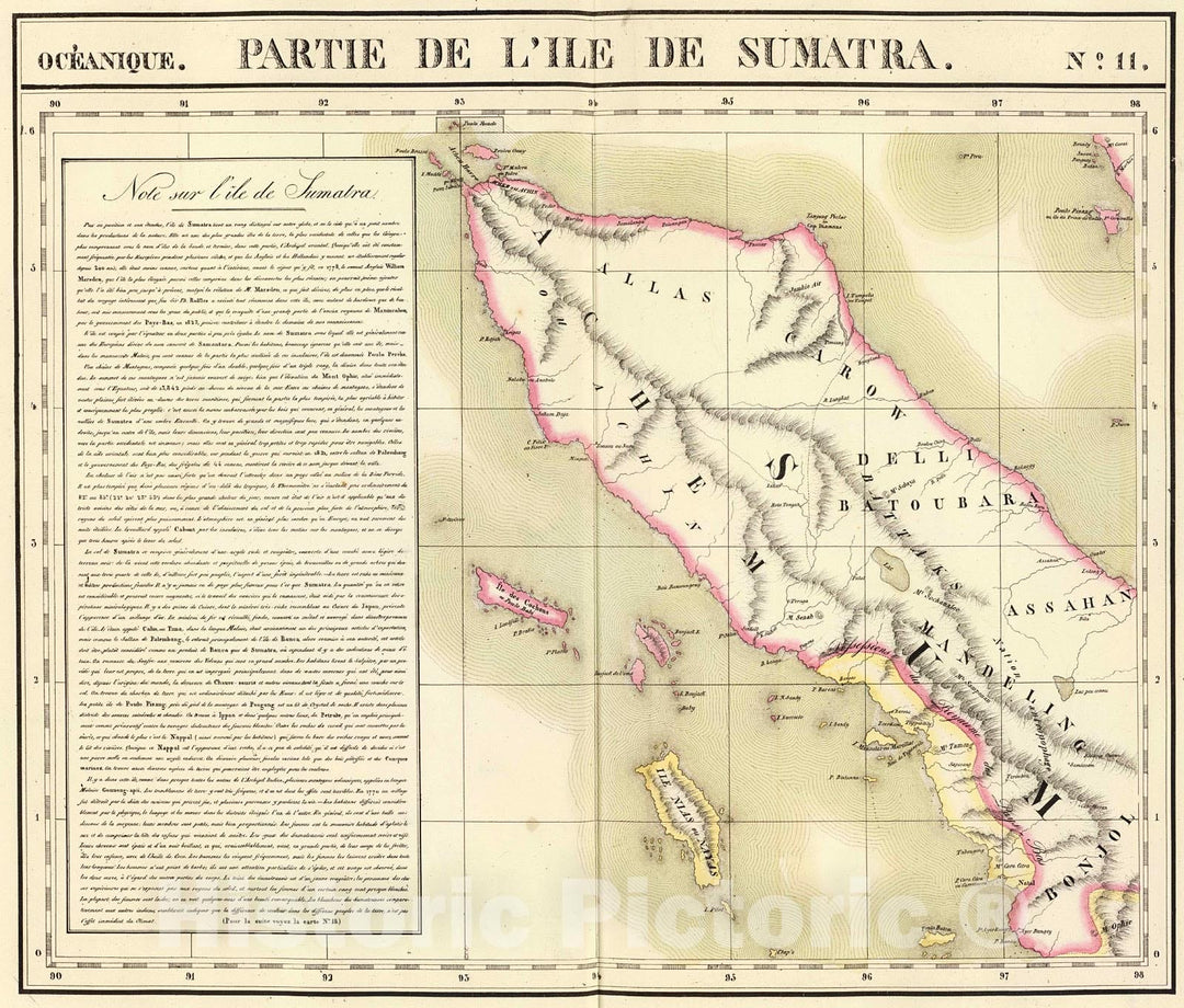 Historic Map : Partie, Sumatra. Oceanique no. 11., 1827, Vintage Wall Decor