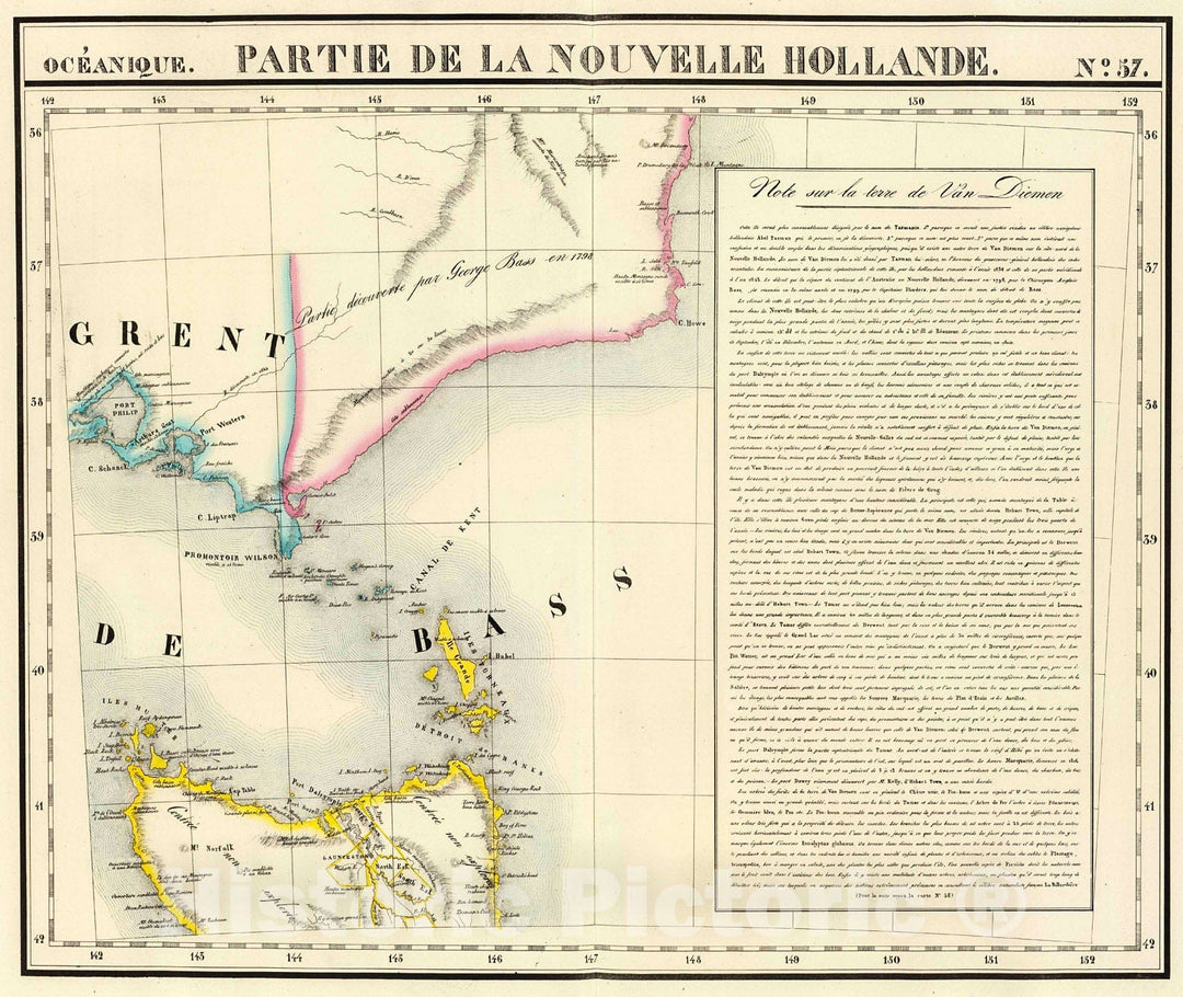 Historic Map : Partie, Nouvelle Hollande. Oceanique no. 57., 1827, Vintage Wall Decor