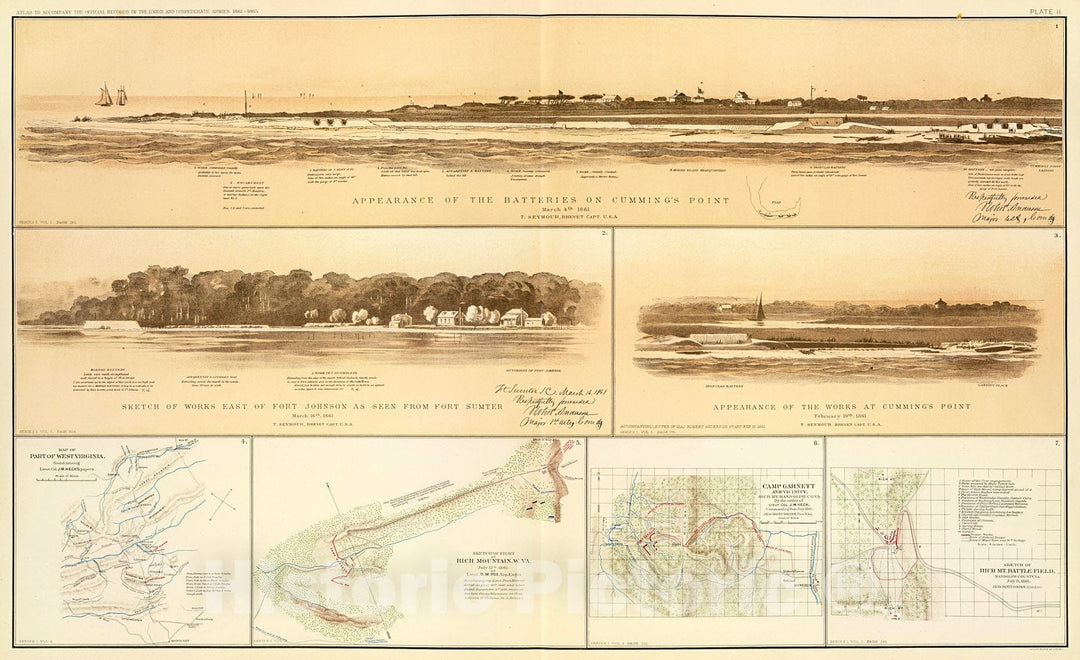 Historic Map : Cumming's Pt. batteries, works., 1895, Vintage Wall Decor