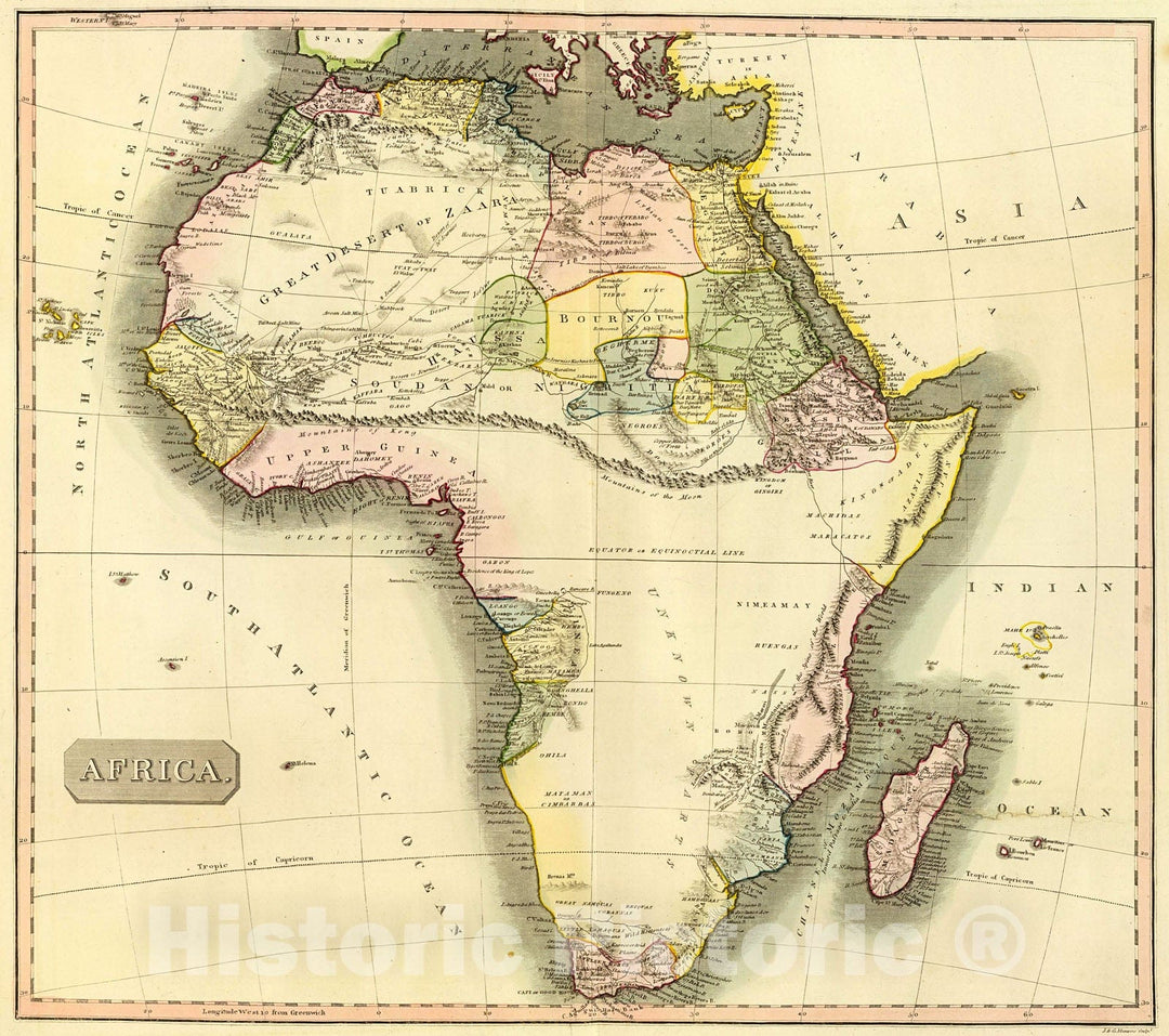 Historic Map : Africa., 1817, v2, Vintage Wall Decor