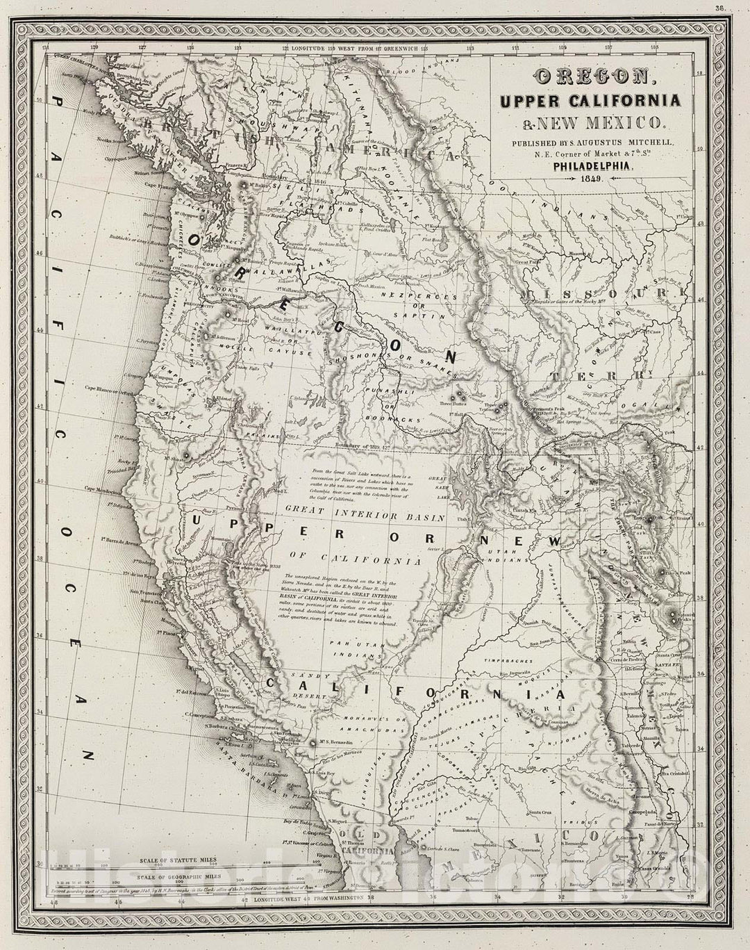 Historic Map : Principal Rivers and Mountains of the World., 1848, Vintage Wall Decor