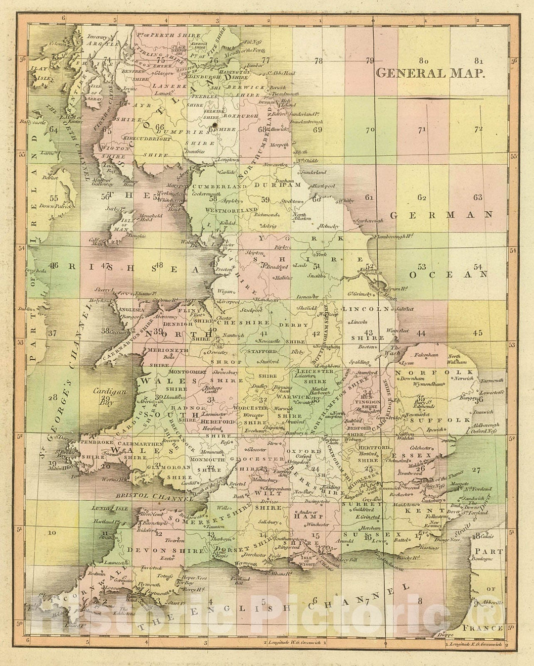 Historic Map : Index Map: Cary's New Map of England And Wales, With Part Of Scotland., 1794, Vintage Wall Decor