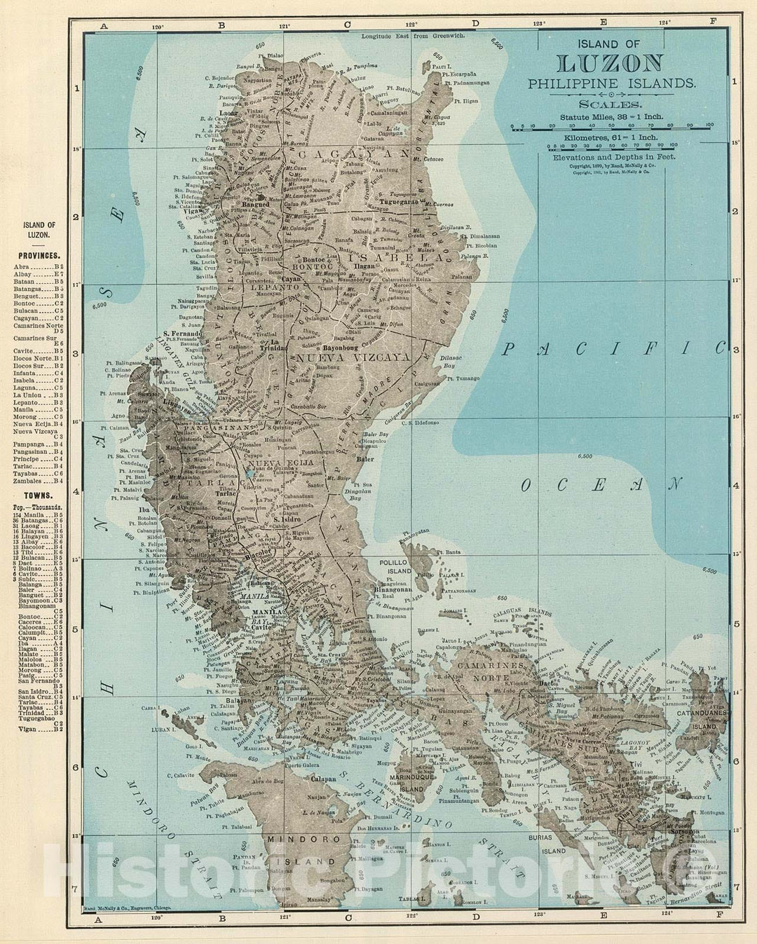 Historic Map : Luzon, Philippine Islands., 1903, Vintage Wall Decor