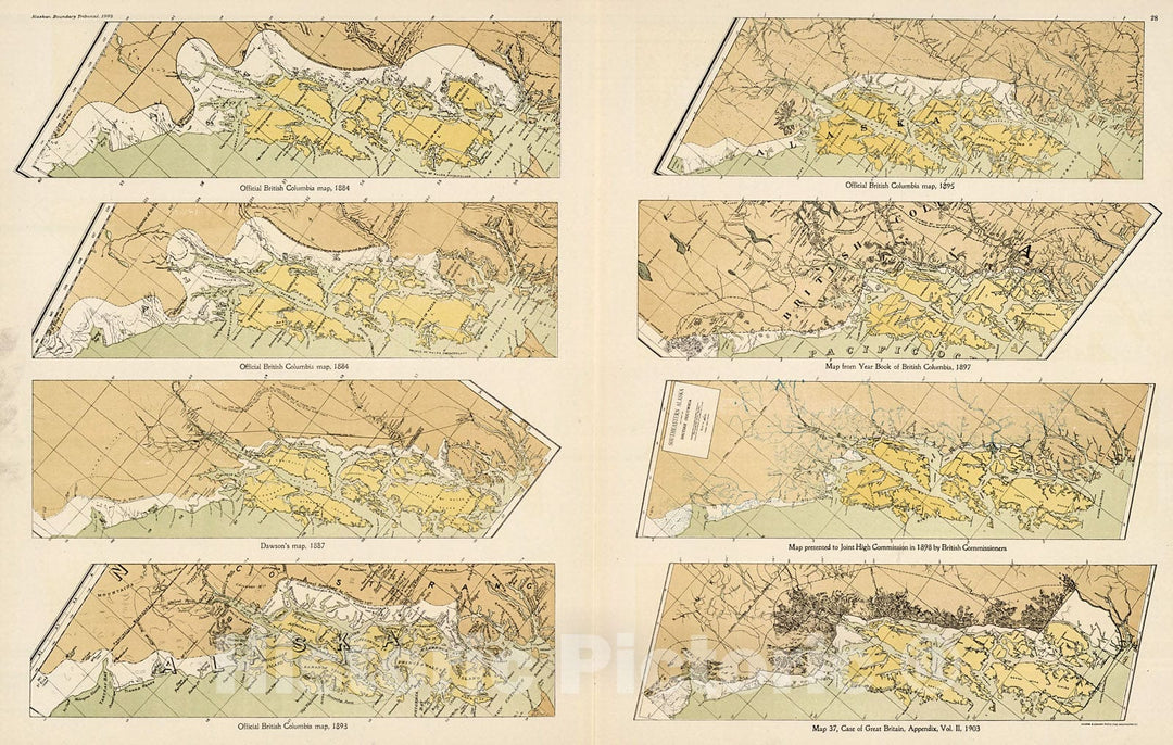 Historic Map : Facsimile: Eight Comparison Maps Southern Alaskan Coast 1884-1903 (portions)., 1904, Vintage Wall Decor