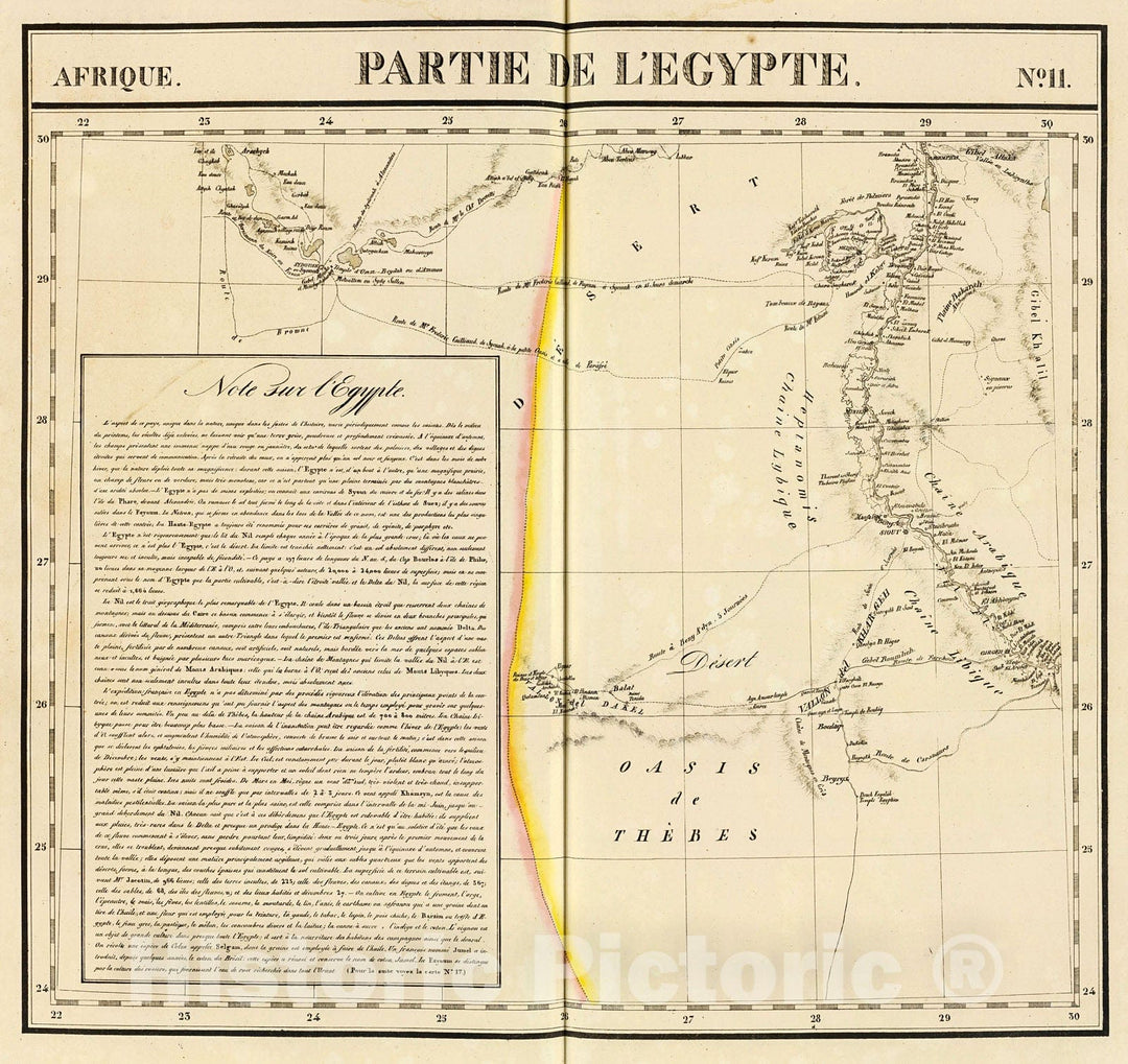 Historic Map : Partie, l'Egypte. Afrique 11., 1827, Vintage Wall Decor