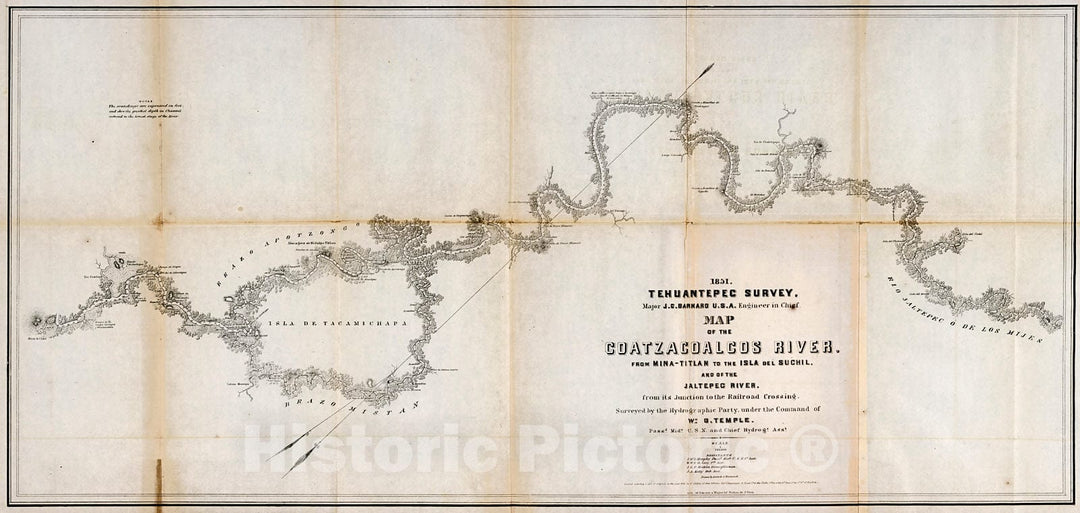 Historic Map : No.5. Map of the Coatzacoalcos River from Mina-titlan to the Isla del Suchil, 1852, Vintage Wall Decor