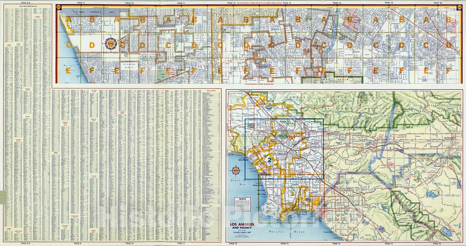 Historic Map : Los Angeles and Vicinity., 1956, Vintage Wall Decor