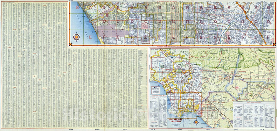 Historic Map : Los Angeles and Vicinity (continued from previous image)., 1956, Vintage Wall Decor