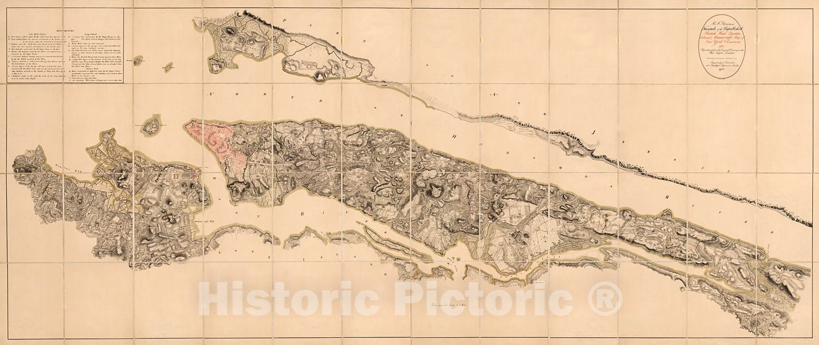 Historic Map : Steven's facsimile of British head quarters manuscript map of New York, 1782, Vintage Wall Decor