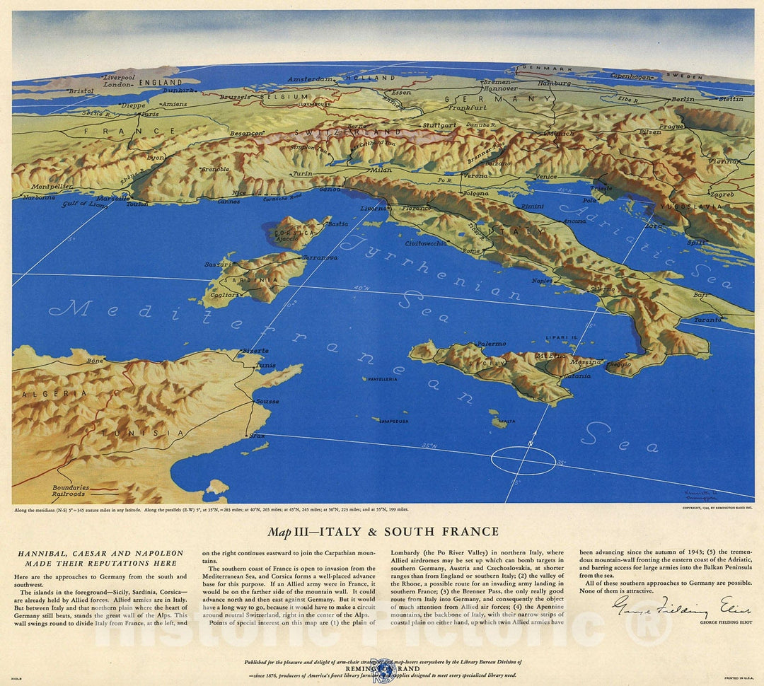 Historic Map : Map III, Italy & South France, 1944, Vintage Wall Decor