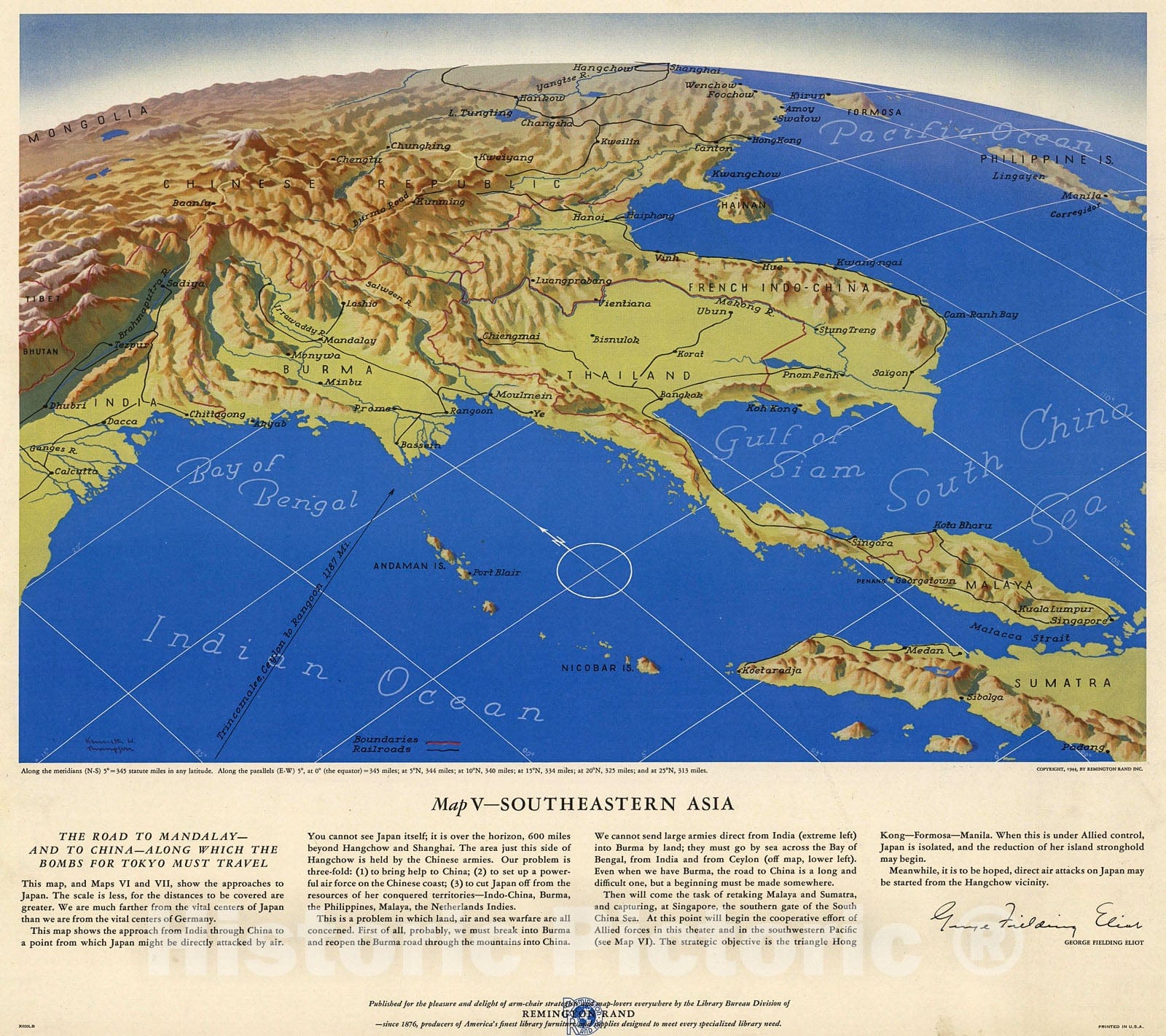 Historic Map : Map V. Southeastern Asia, 1944, Vintage Wall Decor