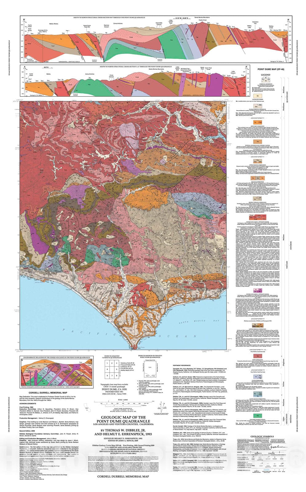 Map : Geologic map of the Point Dume quadrangle, Los Angeles and Ventura Counties, California, 1993 Cartography Wall Art :