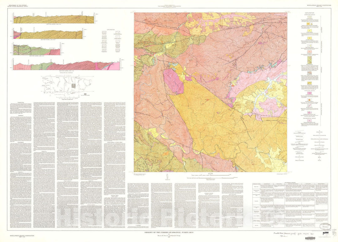 Map : Geology of the Comerio quadrangle, Puerto Rico, 1960 Cartography Wall Art :