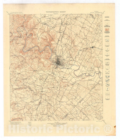 Map : Austin folio, Texas, 1902 Cartography Wall Art :