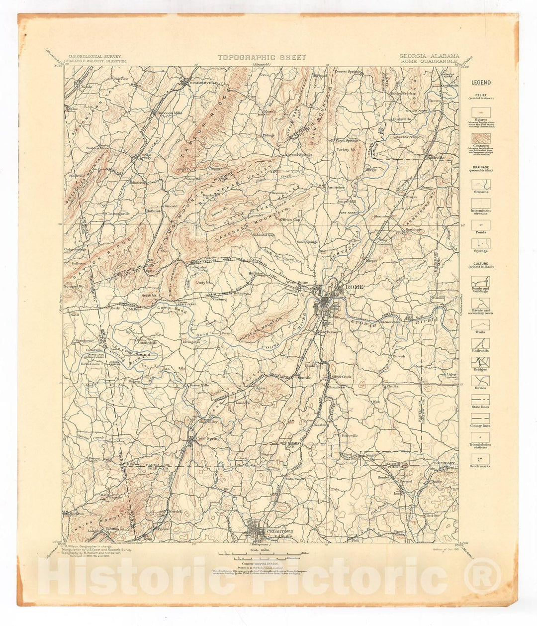 Map : Rome folio, Georgia-Alabama, 1902 Cartography Wall Art :