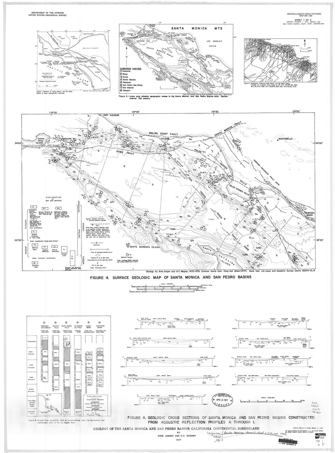 Map : Geology of the Santa Monica and San Pedro Basins, California continental borderland, 1977 Cartography Wall Art :