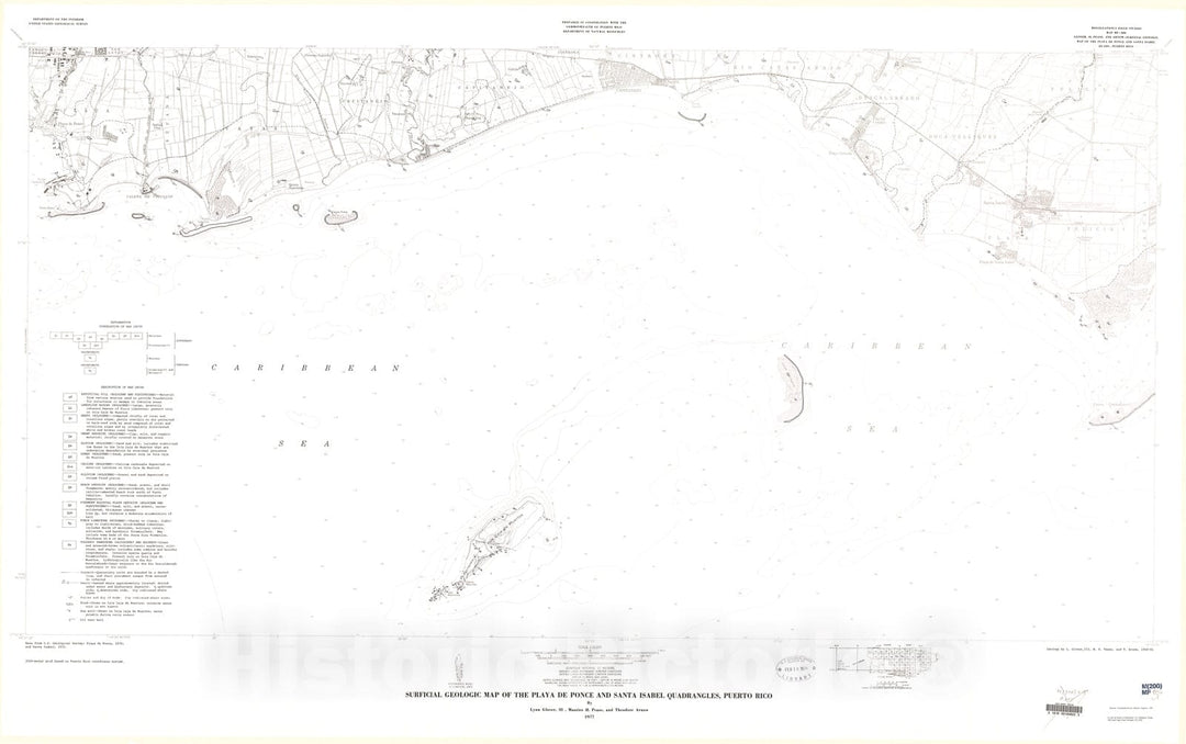 Map : Surficial geologic map of the Playa de Ponce and Santa Isabel quadrangles, Puerto Rico, 1977 Cartography Wall Art :