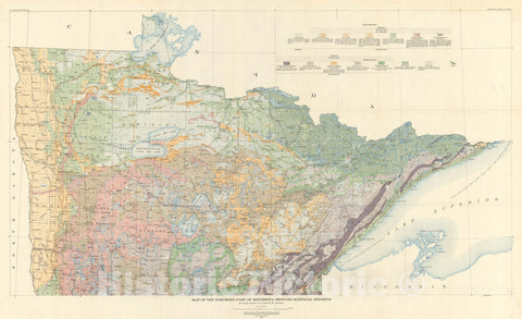 Map : Quaternary geology of Minnesota and parts of adjacent states, 1932 Cartography Wall Art :