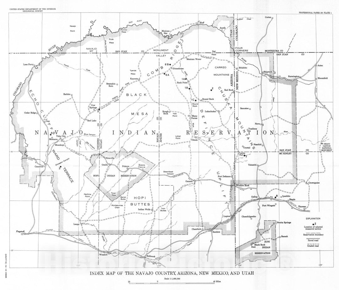 Map : Stratigraphy of the uppermost Triassic and Jurassic rocks of the Navajo country, 1957 Cartography Wall Art :