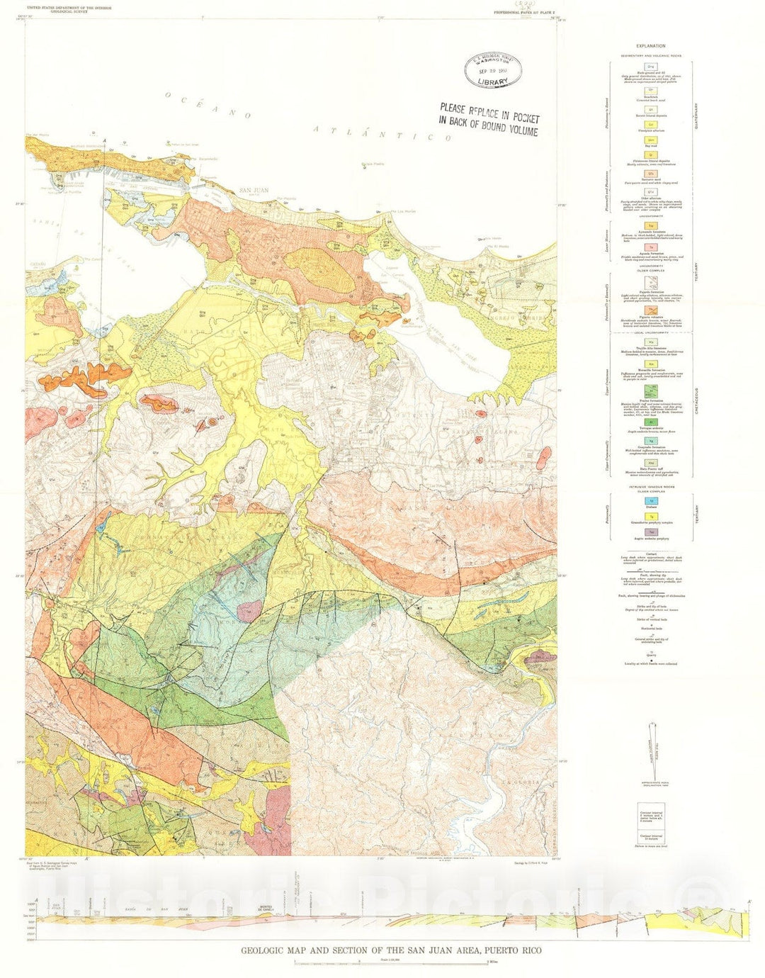 Map : Geology of the San Juan metropolitan area, Puerto Rico, 1959 Cartography Wall Art :