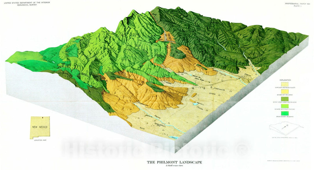 Map : Philmont country, the rocks and landscape of a famous New Mexico ranch, 1964 Cartography Wall Art :