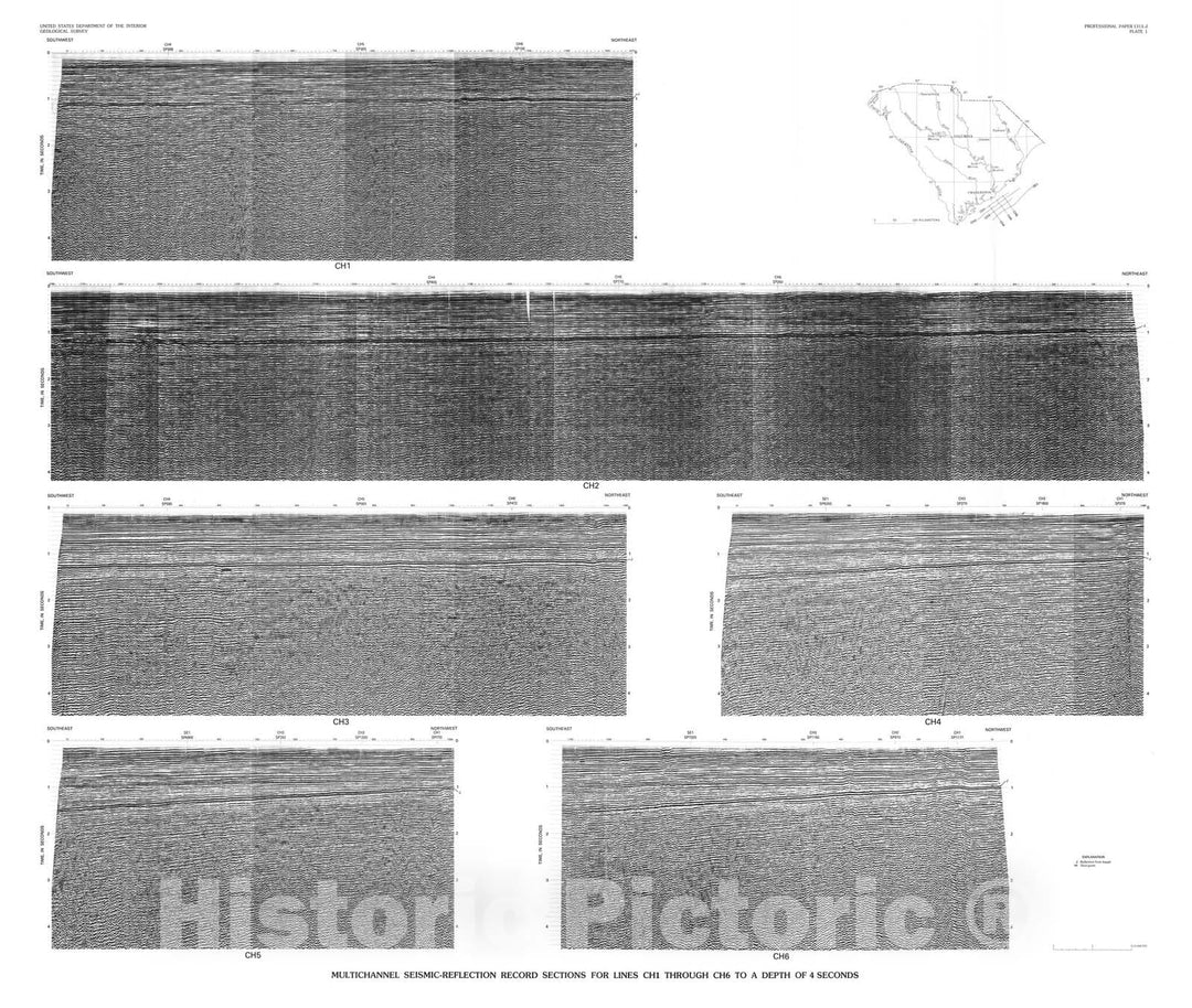 Map : Mesozoic tectonics of the southeastern United states coastal plain and continental margin, 1983 Cartography Wall Art :