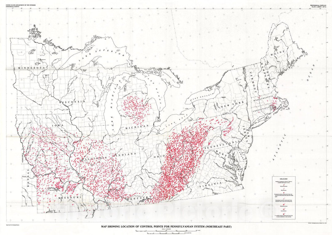 Map : Paleotectonic investigations of the Pennsylvanian System in the United States, 1975 Cartography Wall Art :