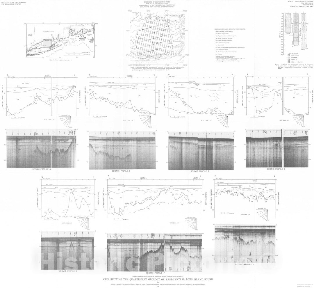 Map : Maps showing the Quaternary geology of east-central Long Island Sound, 1987 Cartography Wall Art :