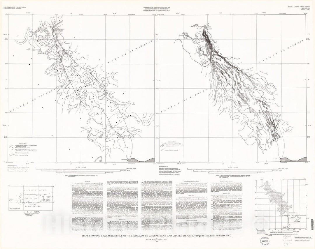 Map : Maps showing characteristics of the Escollo de Arenas sand and gravel deposit, Vieques Island, Puerto Rico, 1989 Cartography Wall Art :