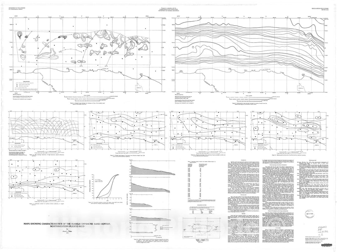 Map : Maps showing characteristics of the Isabela offshore sand deposit, northwestern Puerto Rico, 1990 Cartography Wall Art :