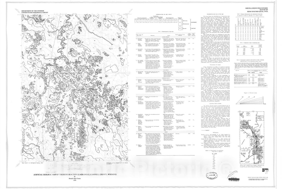 Map : Surficial geologic map of the Reno Junction quadrangle, Campbell County, Wyoming, 1978 Cartography Wall Art :