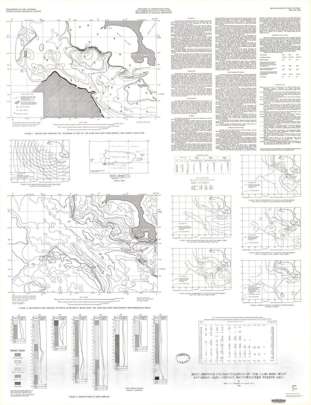 Map : Maps showing characteristics of the Cabo Rojo West offshore sand deposit, southwestern Puerto Rico, 1982 Cartography Wall Art :