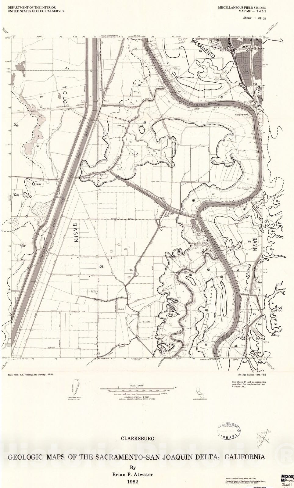 Map : Geologic maps of the Sacramento-San Joaquin Delta, California, 1982 Cartography Wall Art :