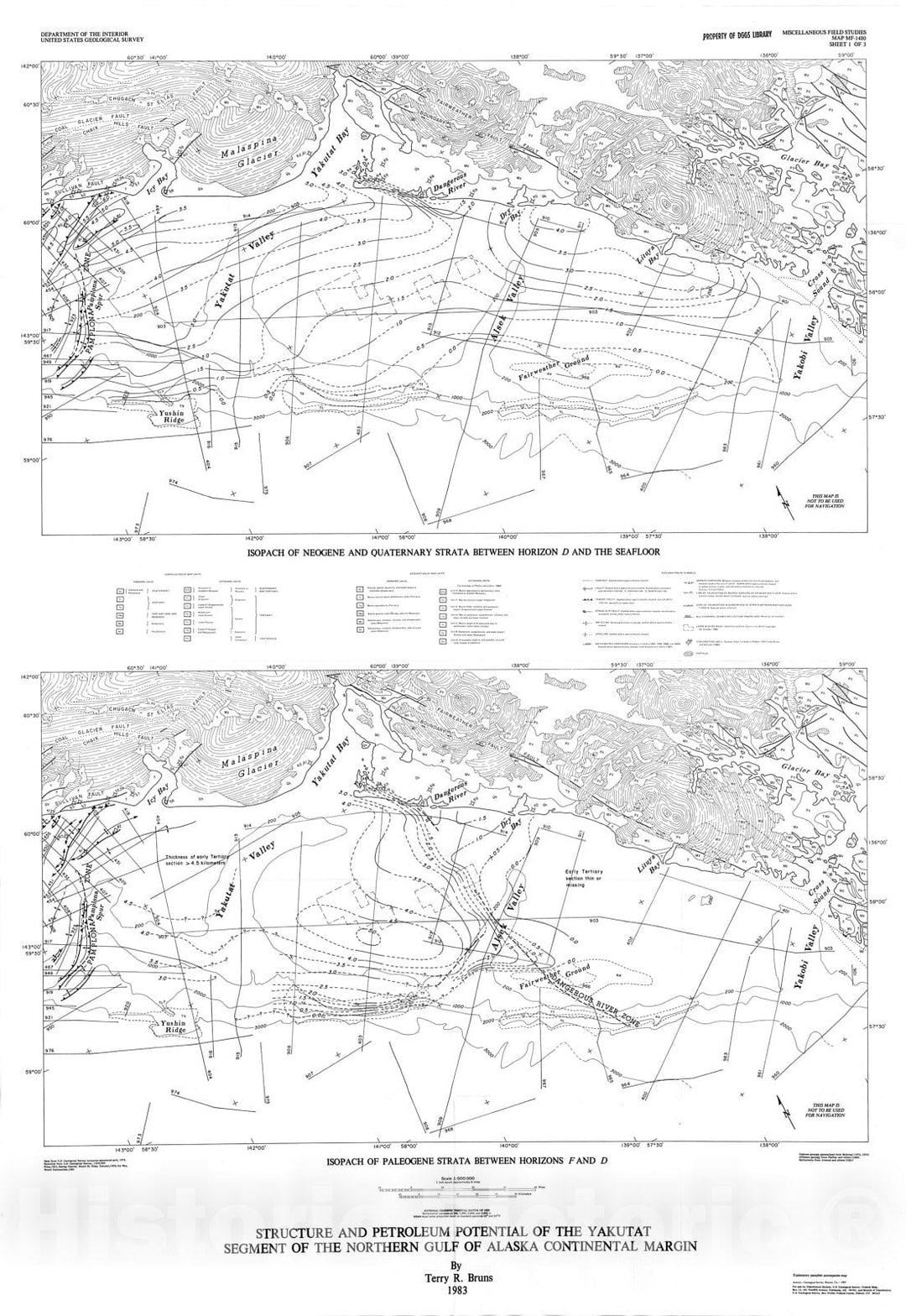 Map : Structure and petroleum potential of the Yakutat segment of the northern gulf of Alaska continental margin, 1983 Cartography Wall Art :