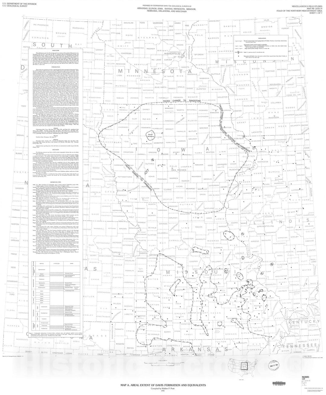 Map : Maps showing aerial extent of selected Paleozoic shales in the northern midcontinent, U.S.A., 1992 Cartography Wall Art :